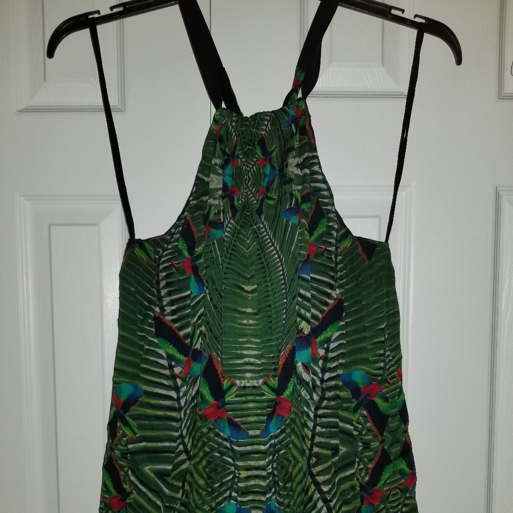 Unique parrot tank top with criss cross straps